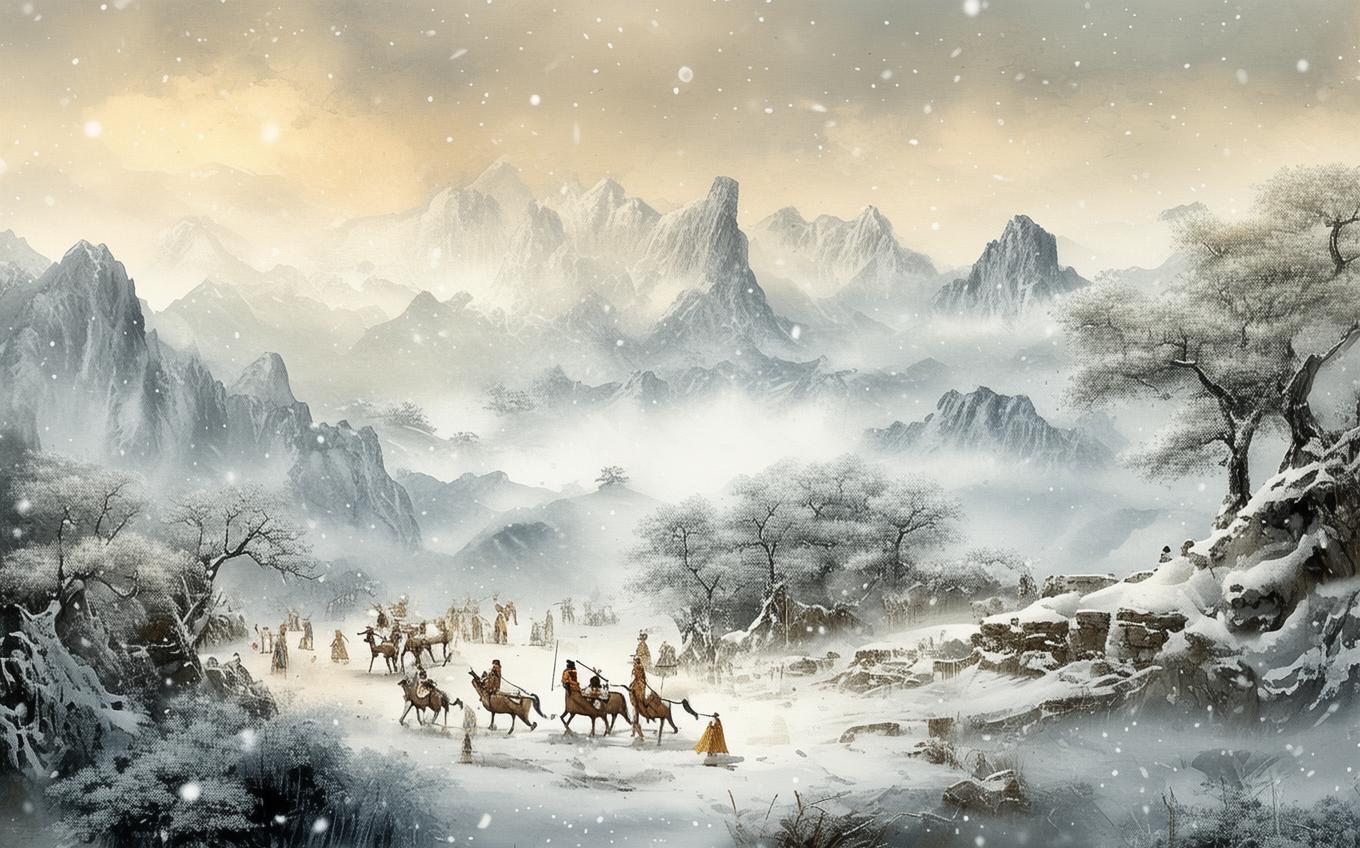Analysis of a Classic Chinese Poem: 校猎义成喜逢大雪率题九韵以示群官