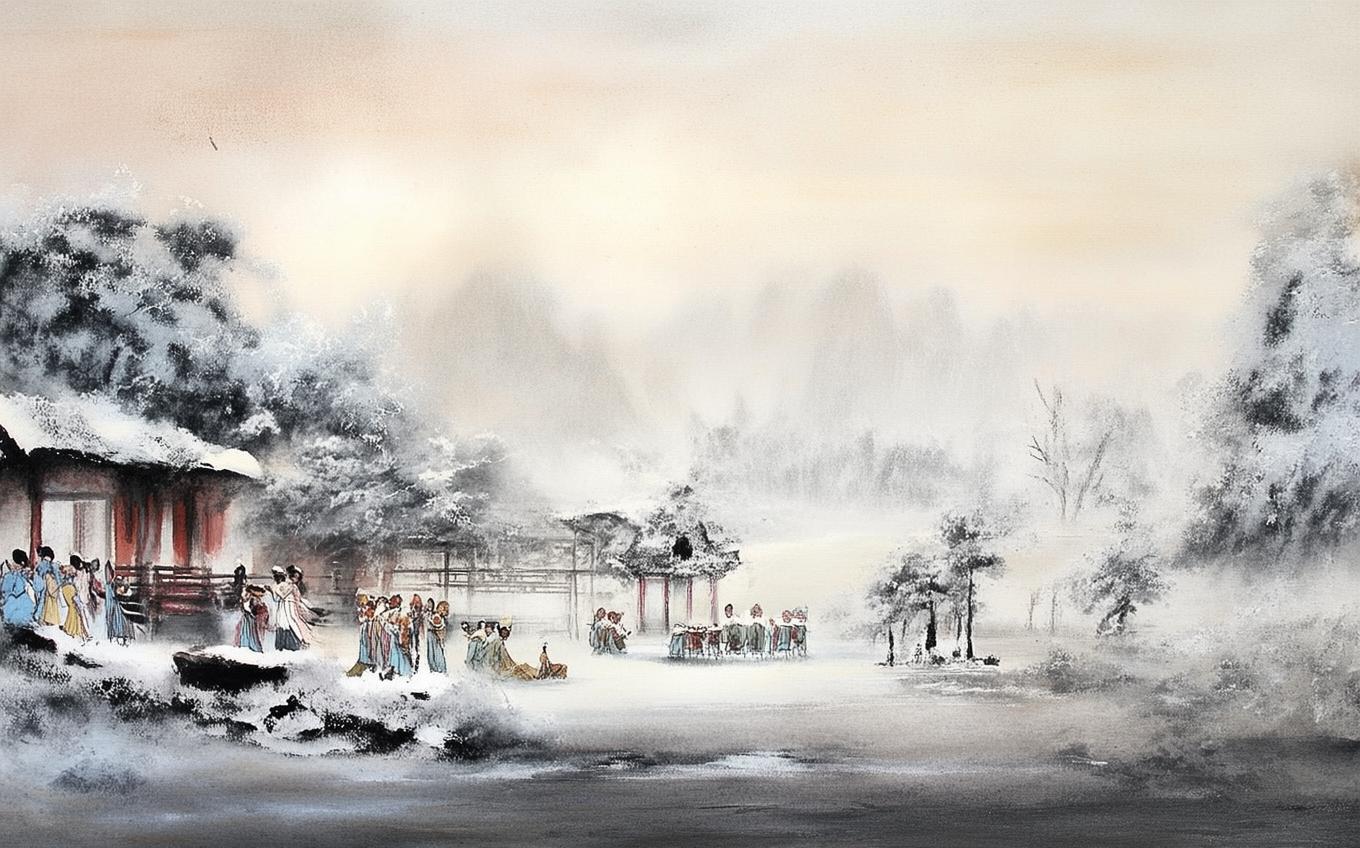 Analysis of "冬日宴于庶子宅各赋一字得平" by 岑文本 - Classical Chinese Poetry